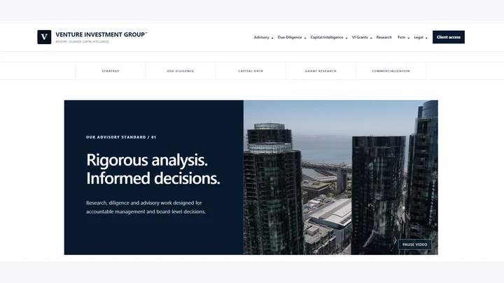 Venture Investment Group corporate advisory website preview