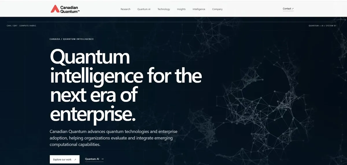 Canadian Quantum website preview illustrating organized digital content architecture