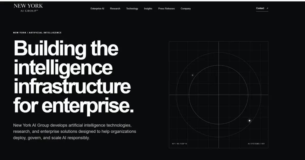 New York AI Group website preview showing digital brand identity in context